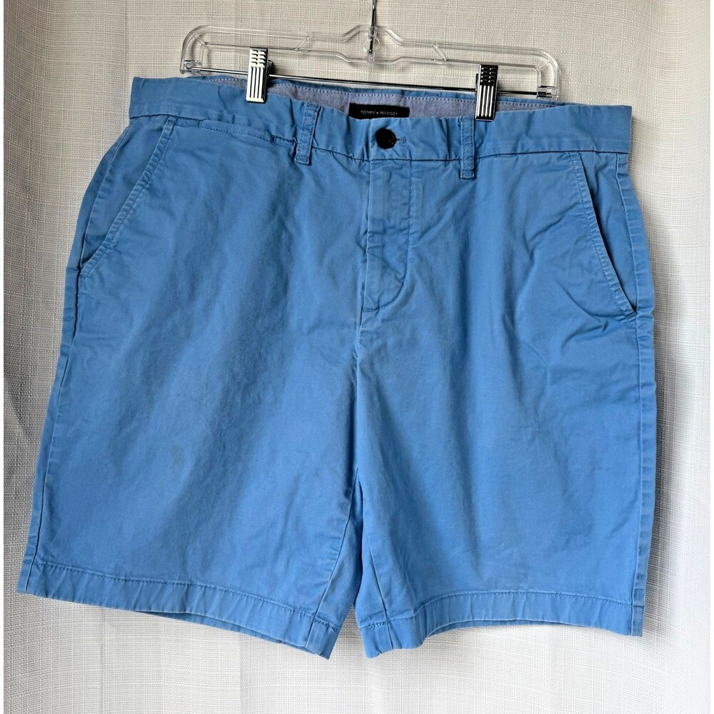 Tommy Hilfiger Men’s Chino Shorts Size 36 Blue Casual Flat Front Classic Fit